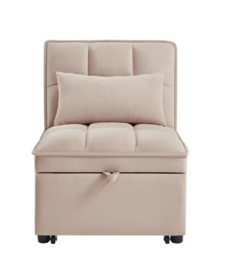 4-in-1 Convertible Sofa Bed with Storage Pockets Adjustable Backrest and Chaise Lounge