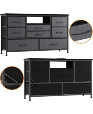 Modern 8-Drawer Dresser TV Stand with RGB LED Lighting, Power Outlet & USB Ports – Fits 55" TVs, Versatile Storage