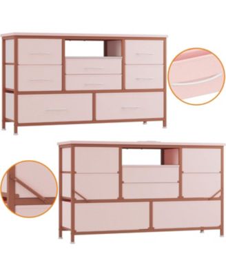 Modern 8-Drawer Dresser TV Stand with RGB LED Lighting, Power Outlet & USB Ports – Fits 55" TVs, Versatile Storage