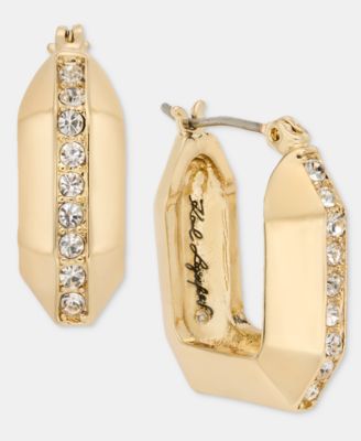 Small Pav&eacute; Geometric Hoop Earrings, 0.67"