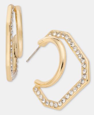 Small Pav&eacute; Geometric Split-Hoop Earrings, 0.73"