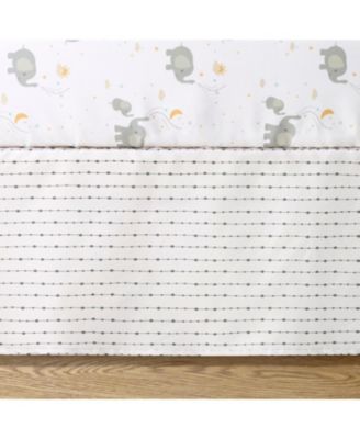 Baby Crib Bedding Set Girls, Elephant Whimsy, 3 Pieces