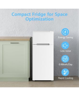 Compact Refrigerator,4.5 Cu.Ft. Mini Separate Freezer Double 2-Door Adjustable Removable Shelves for Apartment/Dorm/Office,WHITE