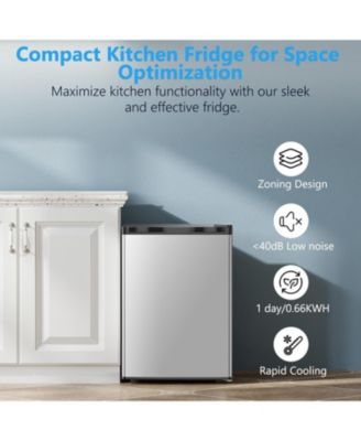 2.6 Cu. Ft Mini Fridge with Freezer, Single-Door Compact Refrigerator, 7 Settings Temperature Adjustable, 2 Removable Shelves