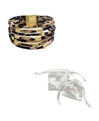 14K Gold Plated Multi Strand Leopard Print Bangle Bracelet