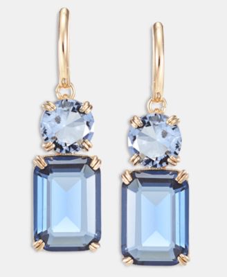 Gold-Tone Glass Stone Mixed Cut Drop Earrings