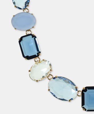 Gold-Tone Glass Stone Mixed Cut Collar Toggle Necklace, 17"