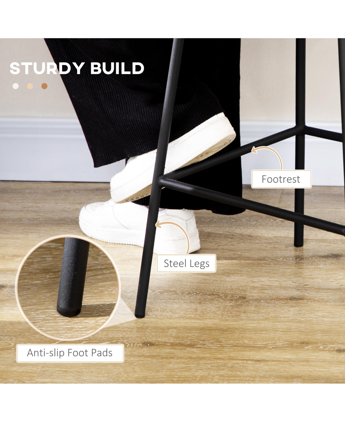 Homcom Modern Rat Bar Stools Set of 2 for Kitchen Seating