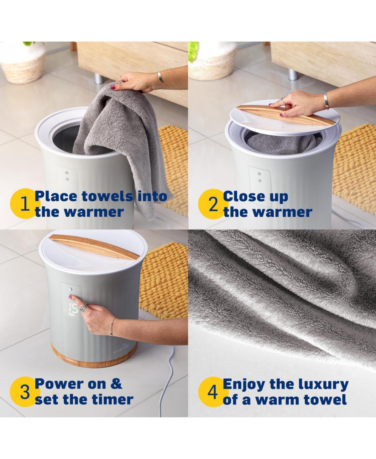 LiveFine Towel Warmer Bucket Style Heater w/Led Display 40" x 70" Towel