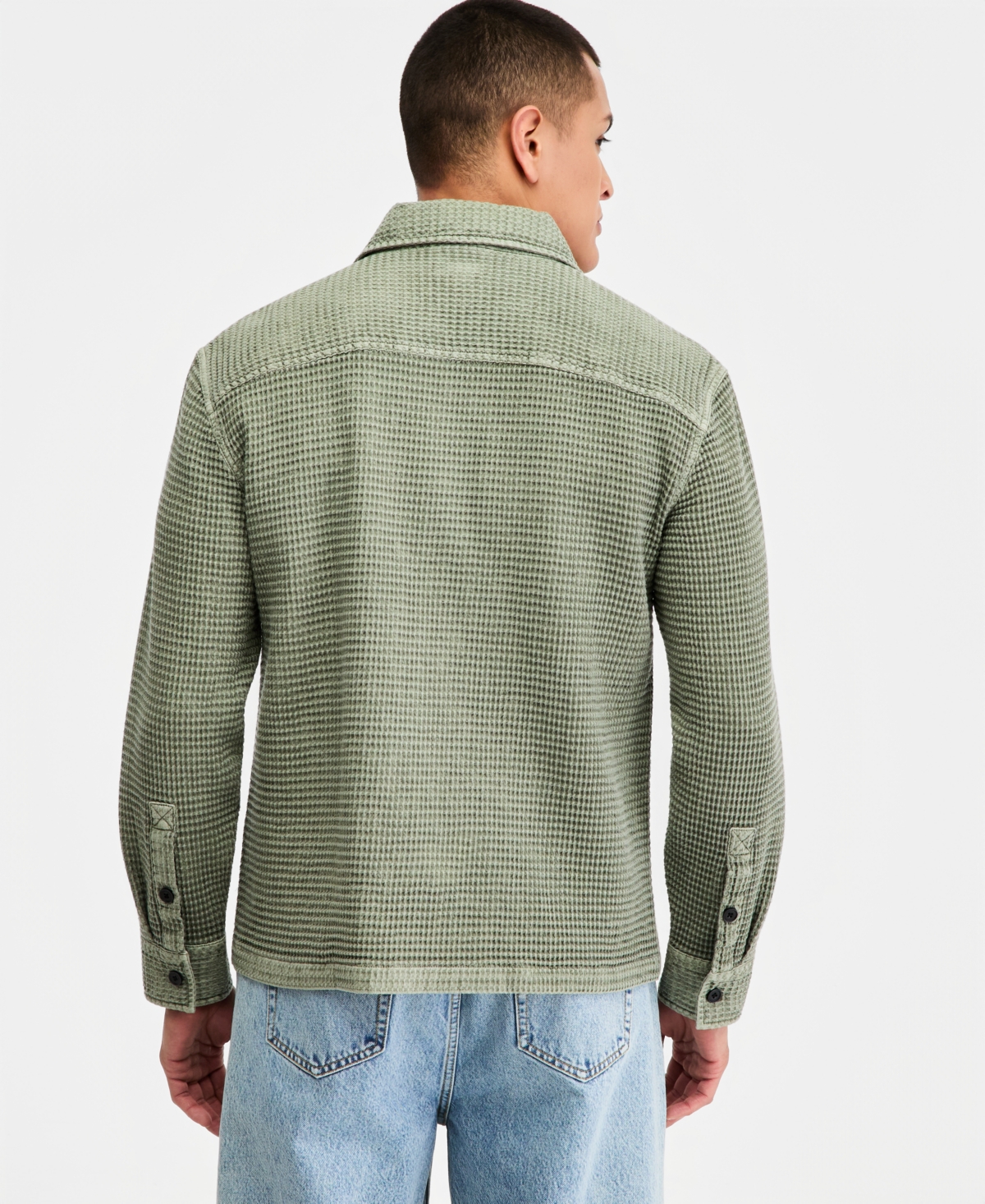 Sun + Stone Men's Cotton Fisherman Textured Overshirt, Macy's Exclusive
