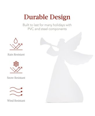 3ft Set of 2 Christmas Angel Yard Decorations w/ Weather-Resistant PVC, 4 Stakes