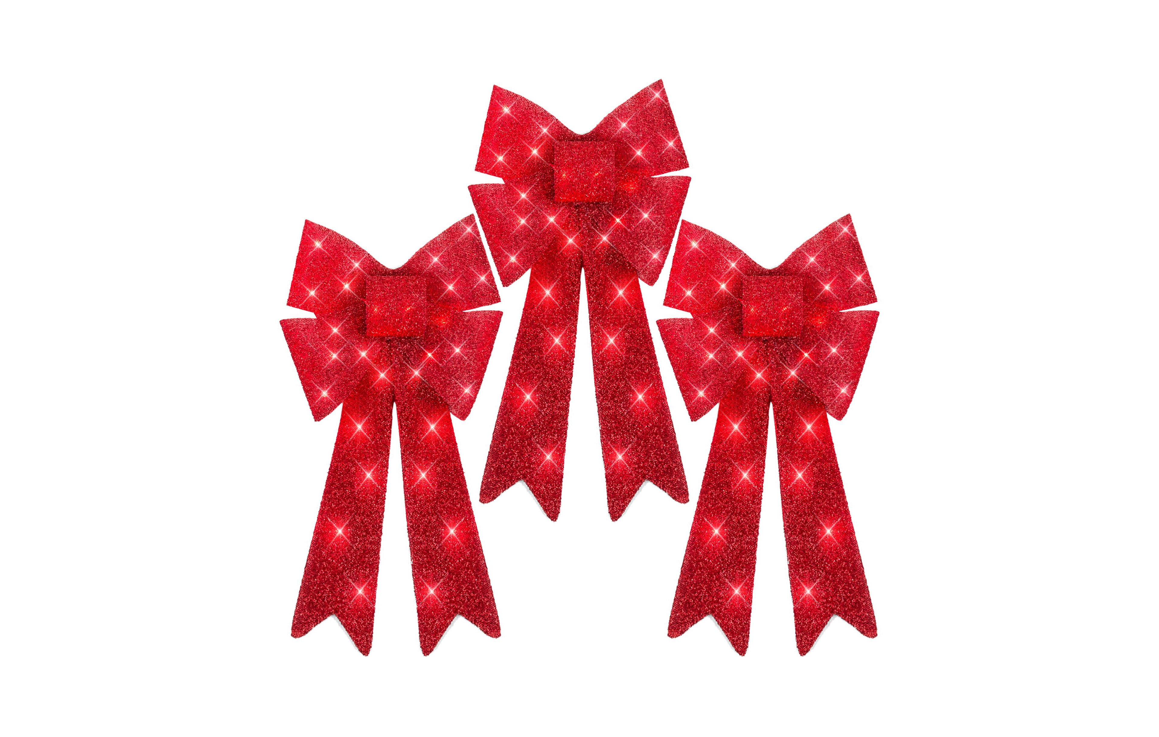 Best Choice Products Set of 3 Pre-Lit Christmas Bows, Indoor/Outdoor Led Holiday Decor w/ 8 Light Functions