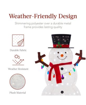 Lighted Pop-Up Snowman, Outdoor Christmas Holiday Decoration w/ LED Lights, Hat, Scarf