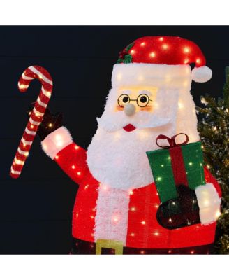 Lighted Pop-Up Santa Claus, Outdoor Christmas Holiday Decoration w/ LED Lights, Hat, Gift
