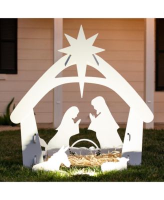 4ft Outdoor Nativity Scene, Weather-Resistant Decor, Christmas Family Yard Decoration, PVC