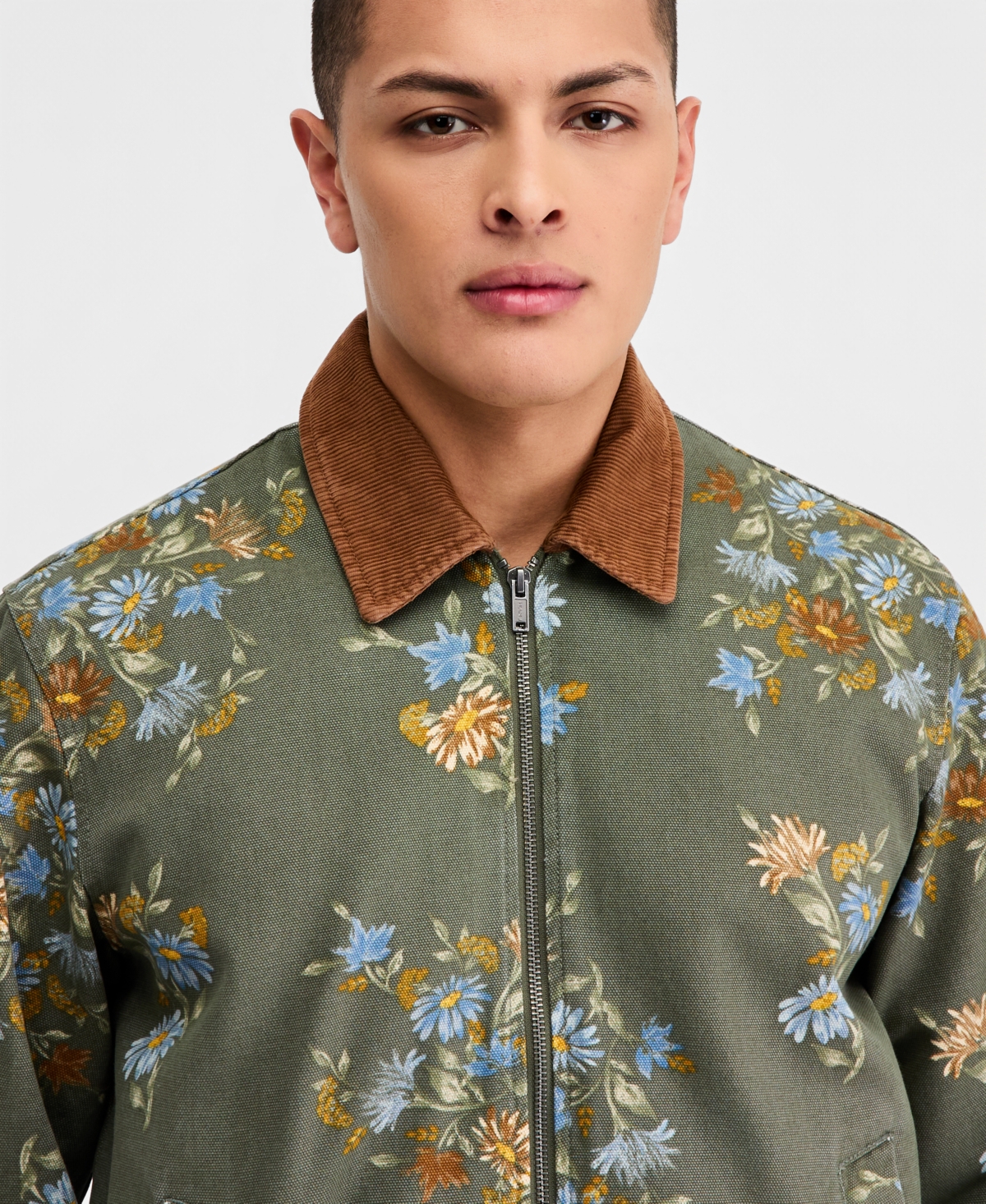 Sun + Stone Men's Floral Bunches Printed Zip Jacket, Macy's Exclusive