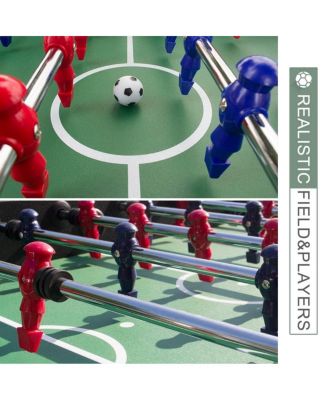 56 Inch Foosball Table for Adults and Teens, Black MDF Soccer Game Table with 2 Balls and Drink Holders for Game Room or Home Entertainment