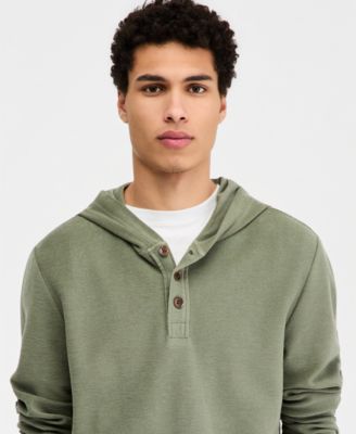 Men's Beach Terry Button-Placket Hoodie