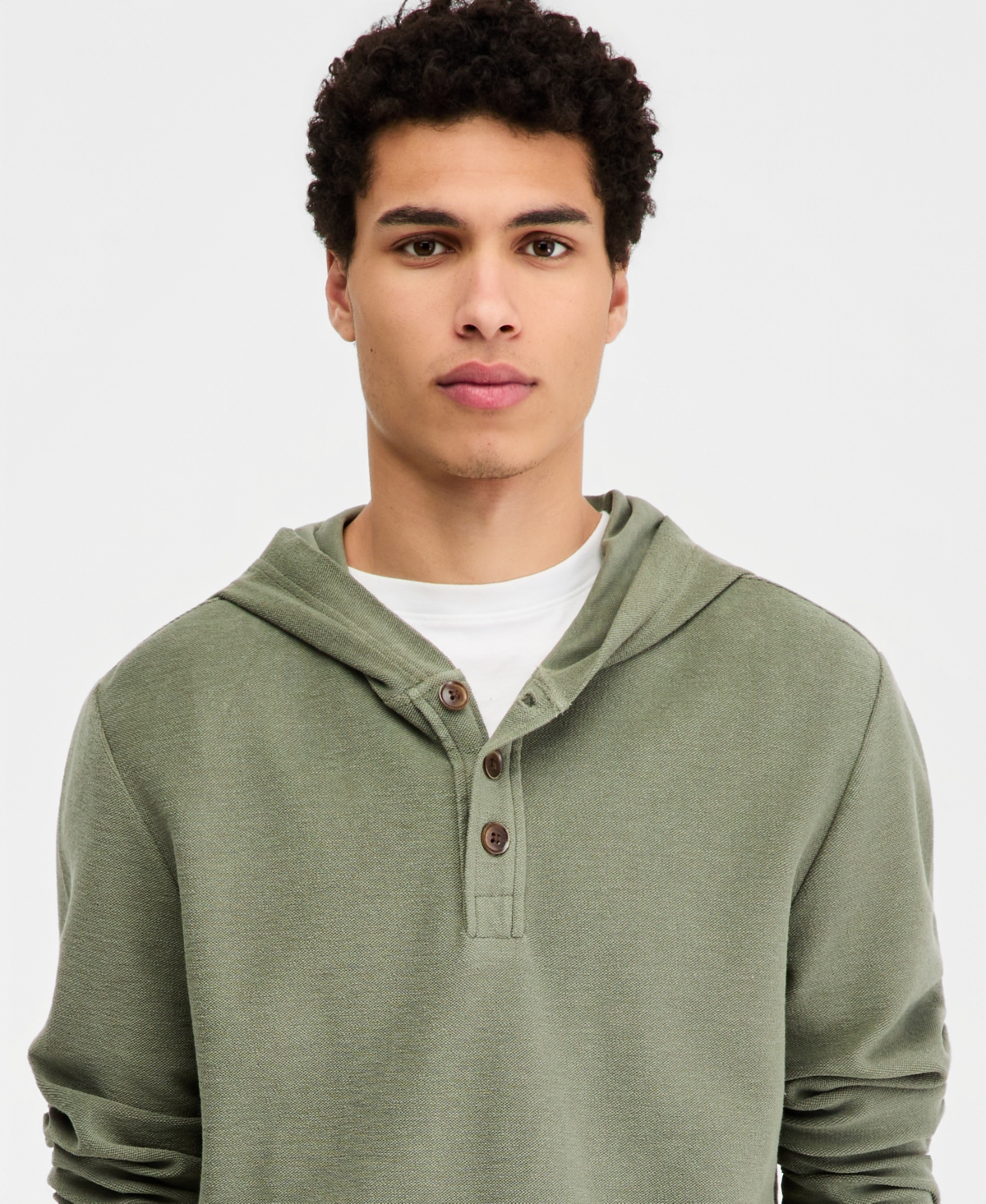 Sun + Stone Men's Beach Terry Button-Placket Hoodie, Macy's Exclusive