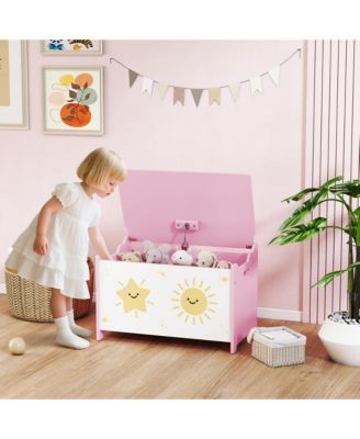 Toy Box for Kids, Toy Chest with Lid, Safety Hinges, Handles,