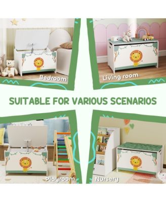 Toy Box for Kids, Toy Chest with Lid, Safety Hinges, Handles,