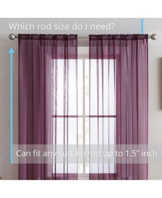 Essentials Sheer Voile Window Treatment Rod Pocket Curtain Panels
