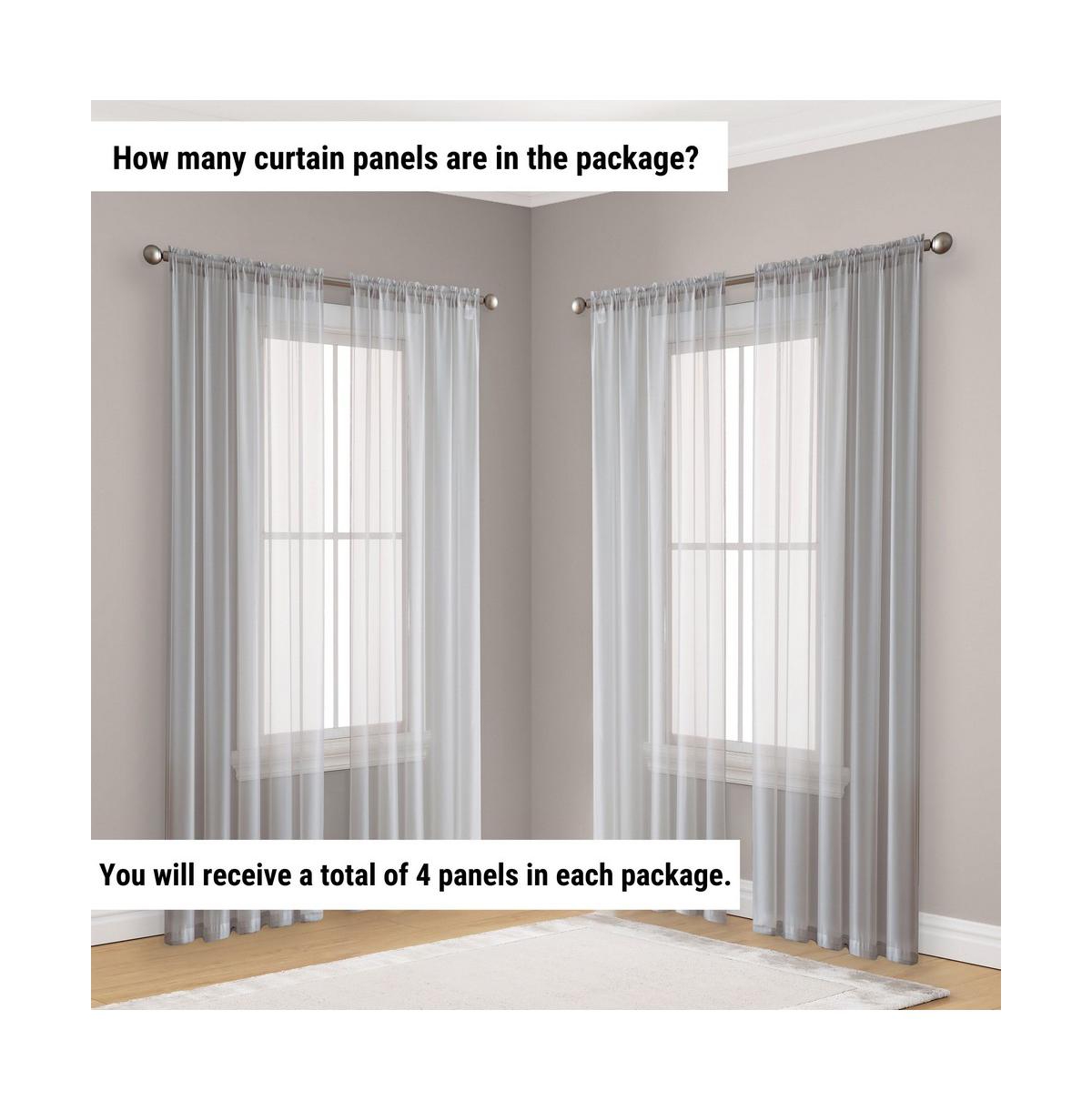 Hlc.me Essentials Sheer Voile 4 Pc. Set Window Treatment Rod Pocket Curtain Panels