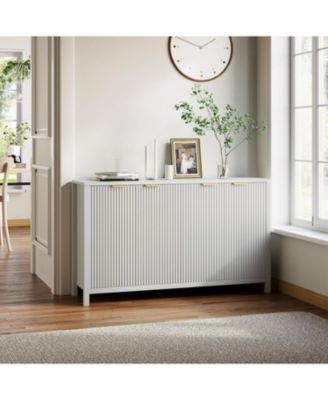 55" Fluted Sideboard Buffet Cabinet, Large Coffee Bar with Adjustable Shelves, Modern Storage Console Cabinet for Living Room.