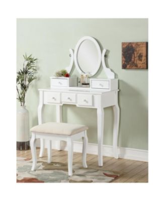 Streamdale Ashley Wood Make-Up Vanity Table and Stool Set, White