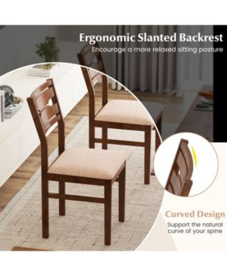 Dining Chair Set of 2 w/ Rubber Wood Frame Padded Seat Curved Backrest