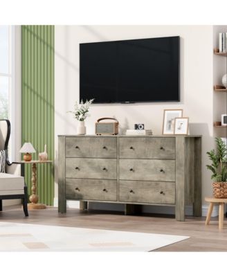 6 Drawer Dresser for Bedroom, Modern Double Dresser Organizer with Storage Drawers