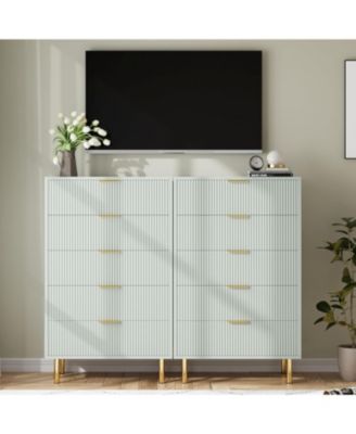 + 5-Drawer + Wood + Modern Design with Gold Pulls + Bedroom Dresser