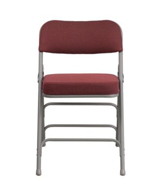 2 Pack Premium Curved Triple Braced & Hinged Fabric Upholstered Metal Folding Chair