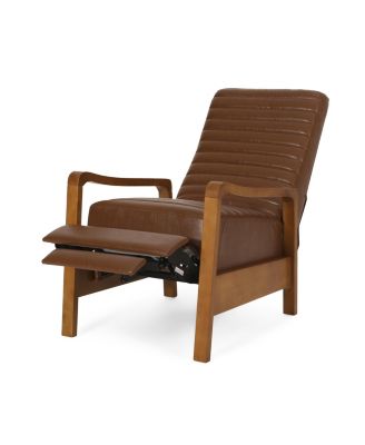 Streamdale Faux Leather Wood Hand Manual Club Recliner