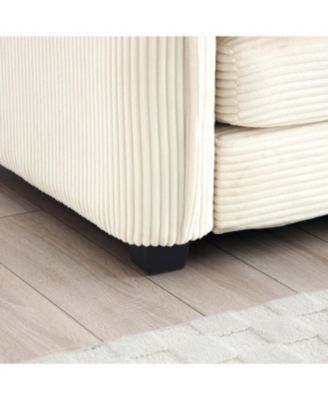 Streamdale Beige Corduroy Ottoman Footstool for 2, 3, and 4 Seater Sofas