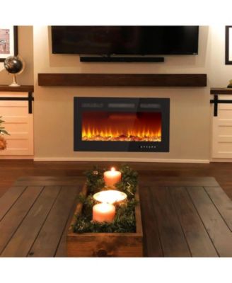 30" Wall Mounted Electric Fireplace Heater, 12 Flame Colors, Timer, Touch Screen, 750/1500W for Living Room