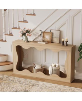63" Brown Console Table with Storage, Narrow Sofa Table for Entryway, Hallway or Behind Couch