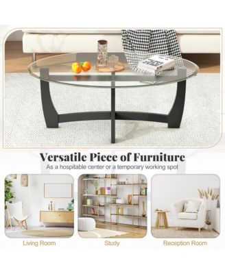 Coffee Table Modern Accent Tea Table w/ Rubber Wood Bentwood Structure