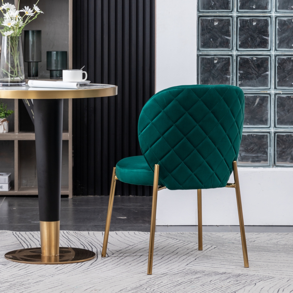 Streamdale Furniture Velvet Upholstery Dining Chair, Green