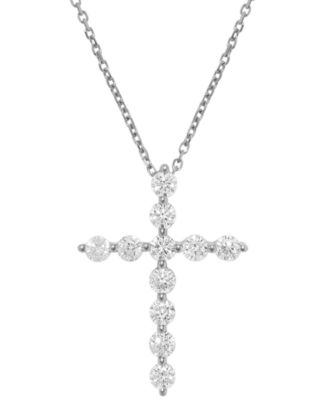 Cross Diamond Pendant Necklace (1/2 ct. t.w.) in 14k White Gold (also in 14k Yellow Gold)