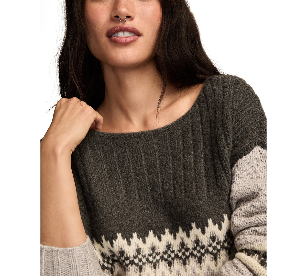 Lucky Brand Women's Fair Isle Long-Sleeve Sweater