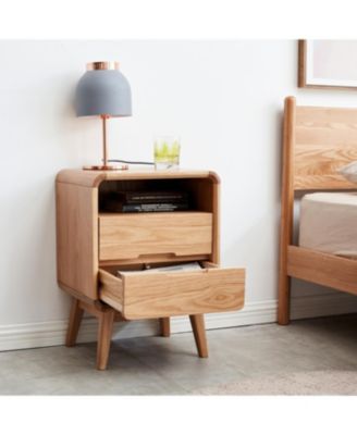  Pure Solid Wood Bedside Cabinet Modern Simple Nightstands Oak Nordic Storage Cabinet