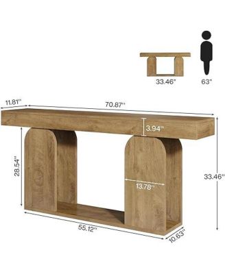 Farmhouse Wood Console Table, 70.9-Inch Entryway Accent Table with U-Shaped Base, 2-Tier Extra Long Sofa
