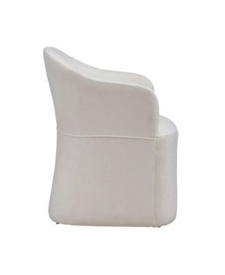 Accent Dining Chair with Castors - Squared Arm - Ivory Upholstry