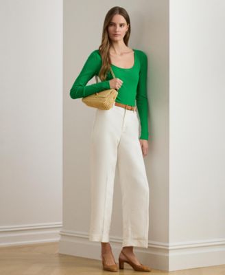 Women's Rib-Knit Long-Sleeve Scoop Neck Top