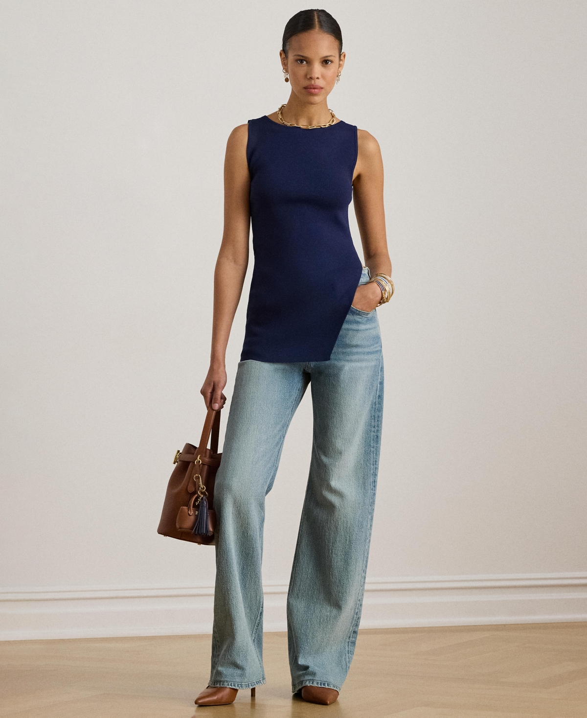 Lauren Ralph Women's Rib-Knit Sleeveless Sweater