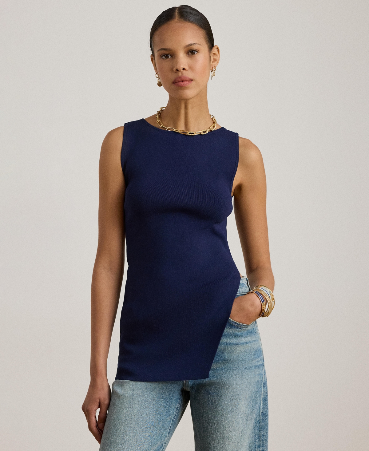 Lauren Ralph Women's Rib-Knit Sleeveless Sweater