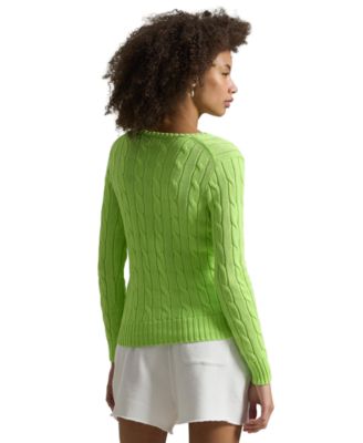 Women's Cable-Knit Cotton V-Neck Sweater