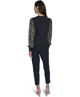 Women's Mixed Media V-Neck Sweater