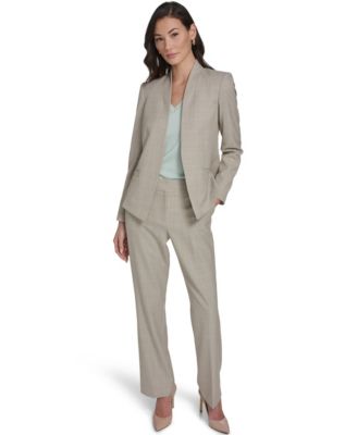 Women's Plaid Open Front Blazer